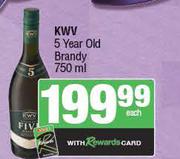 KWV 5 Year Old Brandy-750ml Each