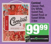 Carnival Classic Red,Dry White,Sweet Red,Sweet Rose Or Sweet White-3L Each