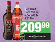 Red Heart Rum 750ml + Coca Cola 1.25L-Both For