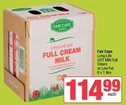 Fair Cape Long Life UHT Milk (Full Cream Or Low Fat)-6 x 1Ltr
