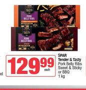 Spar Tender & Tasty Pork Belly Ribs Sweet & Sticky Or BBQ-1Kg Each