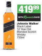 Johnnie Walker Black Label 12 Year Old Blended Scotch Whisky-750ml