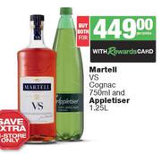 Martell VS Cognac 750ml & Appletiser 1.25L-Both For
