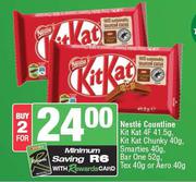 Nestle Contline Kit Kat 4F 41.5g, Kit Kat Chunky 40g-For 2