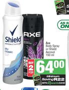 Axe Body Spray Or Shield Aerosol-For 2 x 150ml