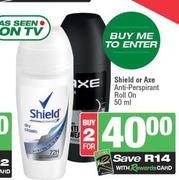 Shield Or Axe Anti-Perspirant Roll On-For 2 x 50ml