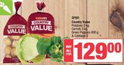 Spar Country value Potatoes 3kg, Carrots 3kg, Green Peppers 600g & 1 Cabbage-For All