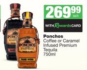 Ponchos Coffe Or Caramel Infused Premium Tequila-750ml Each