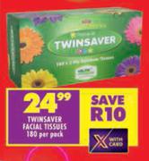 Twinsaver Facial Tissues 180 Per Pack