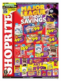 Shoprite Northern Cape & Free State : Major League Birthday Savings (21 July - 10 August 2025)
