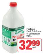 Fair Cape Fresh Full Cream Or Low Fat Milk-2L Each