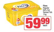Flora Regular 50% Fat Spread Tub-1Kg Each