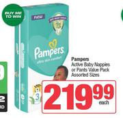 Pampers Active Baby Nappies Or Pants Value Pack Assorted Sizes-Each
