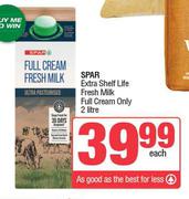 Spar Extra Shelf Life Fresh Milk Full Cream Only-2L Each