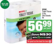 Spar Toilet Tissue 2 Ply 350 Sheets-9s Per Pack