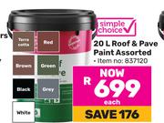 Simple Choice 20L Roof & Pave Paint Assorted-Each