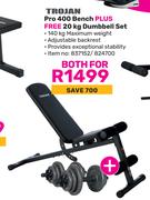 Trojan Pro 400 Bench Plus Free 20kg Dumbbell Set-For Both