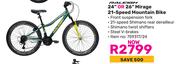 Raleigh 24" Or 26" Mirage 21 Speed Mountain Bike-Each