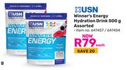 USN Winner's Energy Hydration Drink Assorted-500g Each