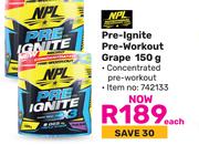 NPL Pre-Ignite Pre-Workout Grape-150g Each