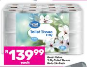 Great Value 2 Ply Toilet Tissue Rolls (24 Pack)-Each