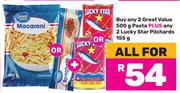 2 x Great Value Pasta 500g + 2 x Lucky Star Pilchards 155g-For All