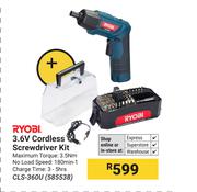 Ryobi 3.6V Cordless Screwdriver Kit CLS-360U (585538)
