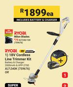 Ryobi 18V Cordless Line Trimmer Kit XLT-240K (759676)-Each