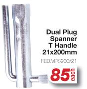 Tomi Hawk Dual Plug Spanner T-Handle 21 x 200mm FED.VPS200/21-Each
