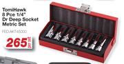 Tomi Hawk 8 Pce 1/4" Dr Deep Socket Metric Set FED.AKT45000-Per Set
