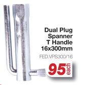 Tomi Hawk Dual Plug Spanner T-Handle 16 x 300mm FED.VPS300/16-Each