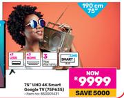 TCL 75" (190cm) UHD 4K Smart Google TV 75P635