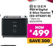 Eiger 950W Digital 2 Slice Toaster EG-DTS201-B
