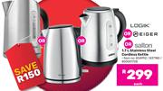 Logik Or Eiger Or Salton 1.7L S/Steel Cordless Kettle-Each