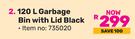 Big Jim 120L Garbage Bin With Lid Black