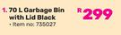 Big Jim 70L Garbage Bin With Lid Black