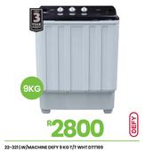 Defy 9Kg T/T WHT Washing Machine DTT169 22-321