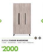 Bursa 3 Door Bedroom Wardrobe 1050 x 460 x 1905mm 1-258