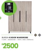 Bursa 4 Door Bedroom Wardrobe 1404 x 460 x 1905mm 1-259