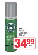 Brut Aerosol Deodorant-120ml Each