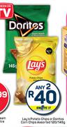 Lays Potato Chips Or Doritos Corn Chips Assorted-For 2 x 120g/145g