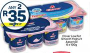 Clover Low Fat Smooth Yoghurt Assorted-For 2 x 6 x 100g