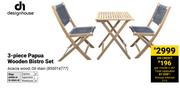 Design House 3 Piece Papua Wooden Bistro Set