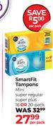 Lil-Lets Smartfit Tampons Mini Super Regular, Super plus 16 Or 20 Pack-Per Pack