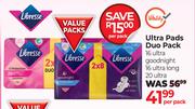 Libresse Ultra Pads Duo Pack 16 Ultra Goodnight, 16 Ultra Long, 20 Ultra-Per Pack