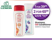 Glyco Lemon Shampoo Or Conditioner Assorted-For 2 x 400ml