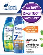 Head & Shoulders Shampoo Or Conditioner Assorted-For 2 x 275ml/300ml/400ml