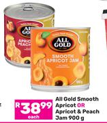 All Gold Smooth Apricot Or Apricot & Peach Jam-900g Each