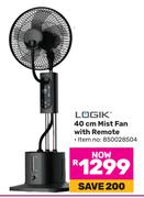 Logik 40cm Mist Fan With Remote