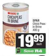 Spar Chick Peas In Brine-400g Each